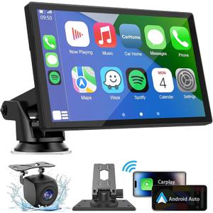 Hieha Wireless Carplay Screen for Car, 7" HD Portable Touchscreen Car Stereo with Apple CarPlay & Android Auto,Mirror Link,Backup Camera,Bluetooth,GPS Navigation,AUX for All Vehicles