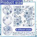 Frienda 12 Pcs Blue Floral Cocktail Coaster 6'' x 6" Something Blue and White Reusable Fabric Coaster Washable Square Dinner Towel for Bridal Shower Bachelorette Party Decoration