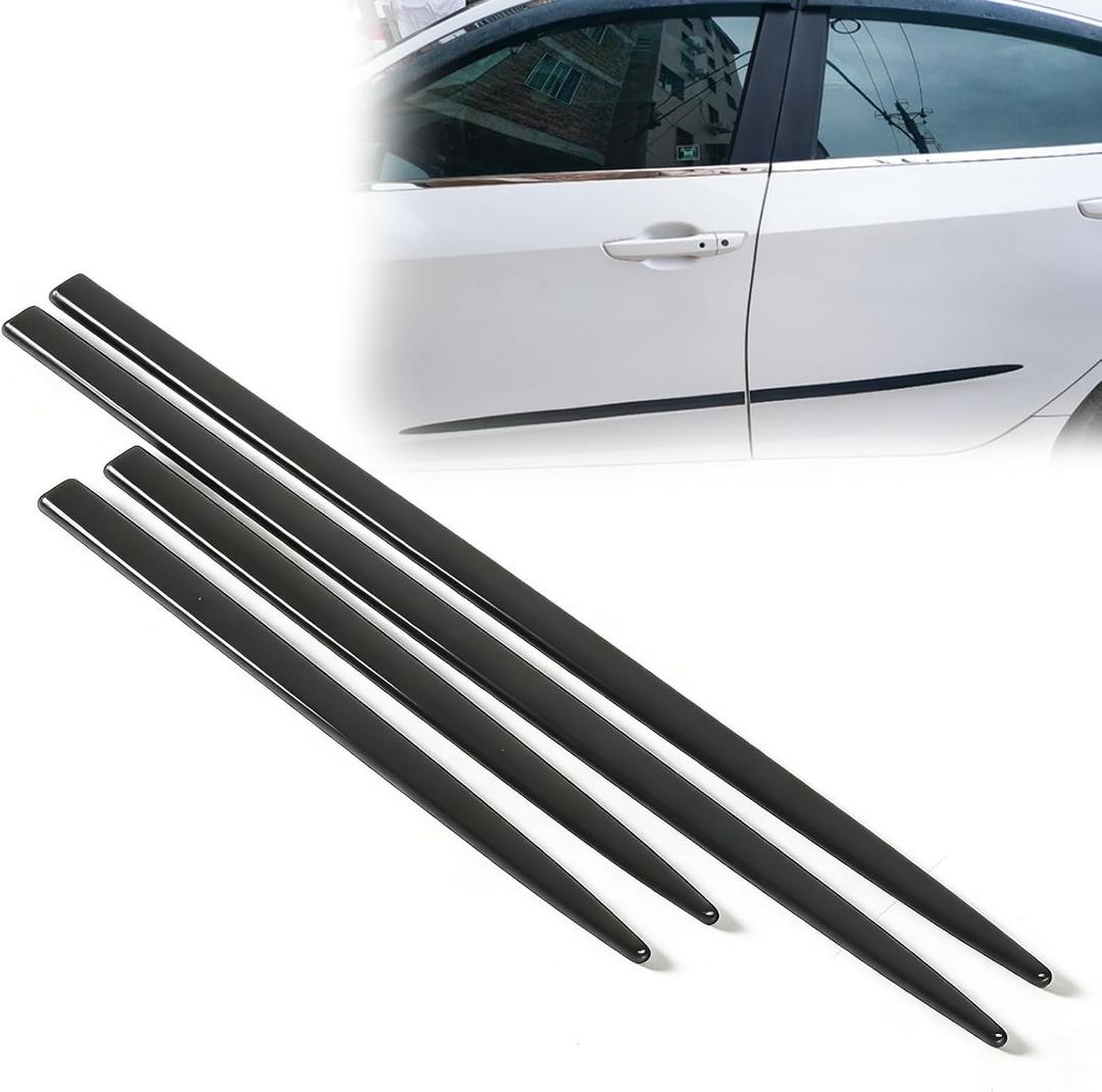 Black Car Door Side Body Guards, 4PCS Body Side Trim Universal Car Door Protector Body Side Door Trim Kit Sturdy ABS Car Body Kit