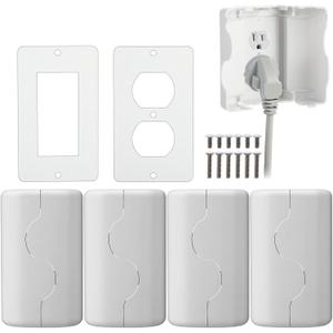 Tellegloww Safety Outlet Cover Box Wall Outlet Cover for Baby Proofing Extra Large Electrical Plugs and Adapters Receptacle Box Receptacle Protector with Childproof Lock & Cable Management (2 Pack)