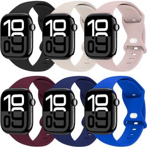 THWALK 6 Pack Sport Bands Compatible with Apple Watch Band Ultra 3/2/1 49mm, Series 11/10 46/42mm, 9/8/7 45/41mm, SE/6/5/4 44/40mm, 3/2/1 42/38mm for Women Men
