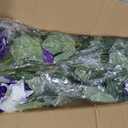 Artificial Flowers for Outdoors, Faux Petunias Spring Summer Decoration, Fake Flowers Plants UV Resistant Look Real Silk Flowers for Outside Planter Front Door Porch Patio Yard (6, Purple-White)