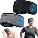 2 Pack Sleep Headphones Bluetooth 6.0 Headband, 20Hr Headband Headphones with HD Stereo Speakers, Sports Wireless Earphones for Side Sleepers Workout Yoga Travel Meditation, Gifts for Women Men (Grey+Black)