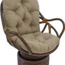 Blazing Needles Polyester Solid Twill Swivel Rocker Chair Cushion, 48" x 24", Toffee