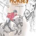 Realistic horses coloring book: adult coloring books animals