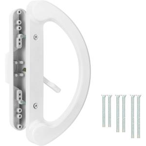 Sliding Patio Door Handle Pull Set, White Diecast Non-Keyed Gate Handle Set for Mortise Lock Style Glass Door, Replacement Handle for Sliding Glass Door Fits 3-15/16 Hole Spacing