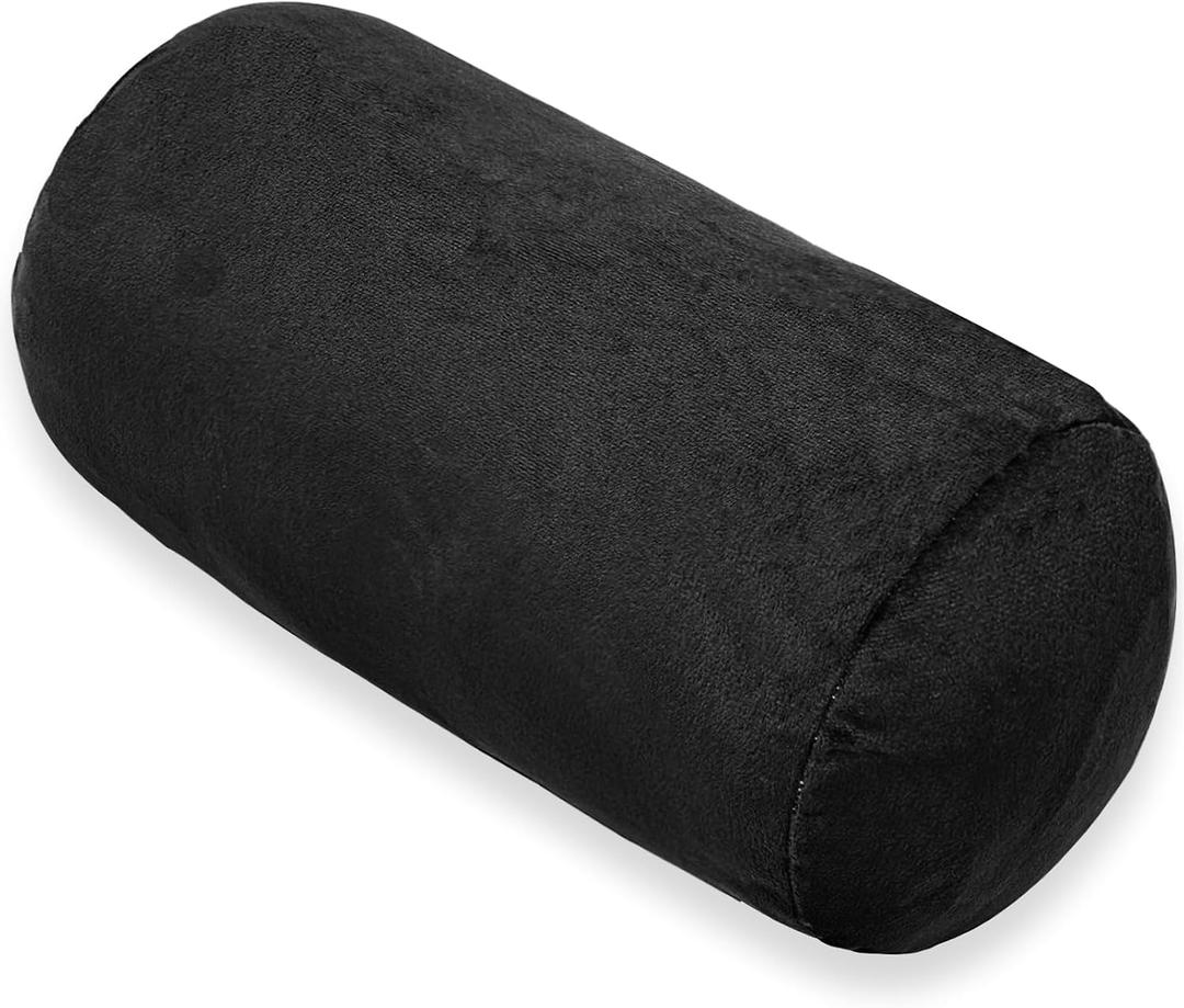 1 MIDDLE ONE Round Cylinder Bolster Pillow with Removable Velvet Cover, Tube Roll Cervical Pillow for Head, Neck, Back and Legs Support, 13" x 6", Black