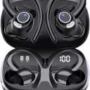 Wireless Earbuds, Bluetooth 5.4 Headphones Sport, Over Ear Buds With ENC Noise Cancelling Mic, 48H, Wireless Earphone With Earhooks, Stereo Deep Bass, IP7 Waterproof ear bud for Workout Running, Black