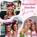 CN 8PCS 7" Breast Cancer Awareness Large Cheer Bows,Hot Pink Ribbon Cheerleading Bows Ponytail Holder for Girls, Glitter Cheer Hair Bows with Elastic Hair Tie for Competition (Pattern B)