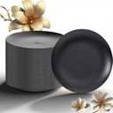 EI Enjonirinjonir 80pcs Black Dessert Plates 7.5inch, Disposable Matte Plastic Plate Frosted Small Black Dessert/ Cake/ Appetizer Plastic Plates Disposable Heavy Duty for Party or Wedding Serve 80 Guest 
