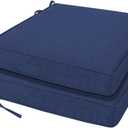Outdoor Chair Cushion 18 x 18 x 3 Inch, Waterproof & 3-Year Fade Resistant Patio Furniture Cushions, Removable Cover and Adjustable Ties for Garden Sofa Couch (Blue)
