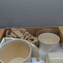 LE TAUCI Ceramic Pots for Plants, 10/8/6 Inch Indoor Planters with Draiange Hole, Silicone Plug & Mesh Pad, Modern Minimalist Pots for Home Office, Set of 3, Glossy, Linen Birch