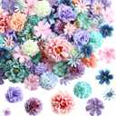 Cindeer 200 Pcs Fake Flower Heads for Crafts Mini Silk Flower Heads Faux Rose Artificial Daisy Blossom Heads Decorative Flowers for Home Bride Bridesmaid Wedding Centerpieces, 2-7 cm(Blue, Purple)