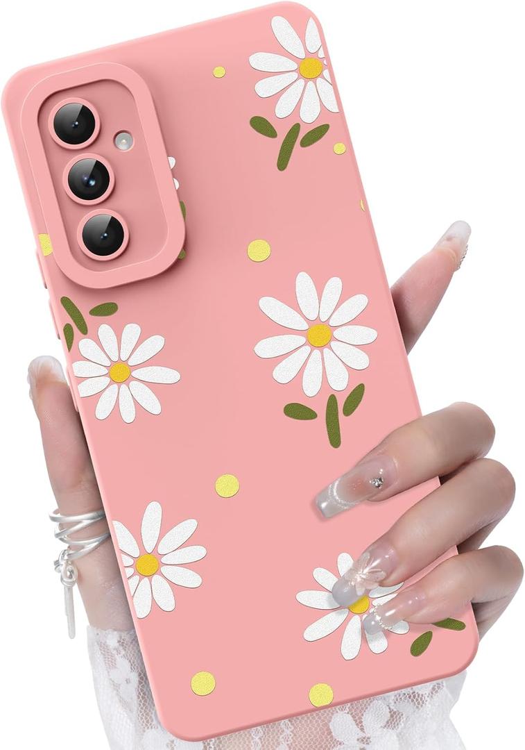 for Samsung Galaxy A54 5G Phone Case, Fashion Flower Pattern Design Girls Women Liquid Silicone Cover, Slim Shockproof and Scratch-Resistant Soft Case for Samsung A54 - Pink