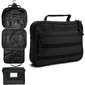 SMONT Toiletry Bag for Men Travel Toiletry Organizer Dopp Kit Travel Organizer Toiletries Bag Shaving Hygiene Bag Bathroom Hanging Men's Toiletry Bag for Short Trips Black