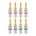 Nakamichi Excel Series 24k Gold Plated Banana Plug 12 AWG - 18 AWG Gauge Size 4mm for Speakers Amplifier Hi-Fi AV Receiver Stereo Home Theatre Radio Audio Wire Cable Screw Connector 8 Pcs (4-Pairs)