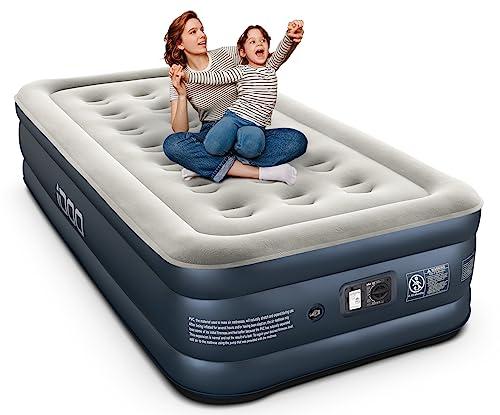 iDOO Luxury Twin Air Mattress with Built in Pump, 18" Raised Comfort Blow up Mattress, Inflatable Mattress for Guests & Home, Air Bed, colchon inflable, Upgraded Four Chamber Technical Airbed