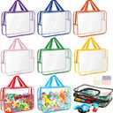 9 Packs Toy Storage Bags with Labels, Large PVC Reusable Board Game Storage Containers Clear Zipper Pouches Waterproof Travel Organizer Bags for Building Blocks, Puzzle, Kids Books, Stationery, Makeup