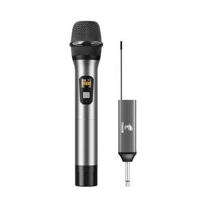 TONOR Wireless Microphone, 15 Channel UHF Metal Cordless Handheld Mic System with Rechargeable Receiver, for Karaoke, Singing, Party, Wedding, DJ, Speech, 200ft, TW620 Silver, 1Mic