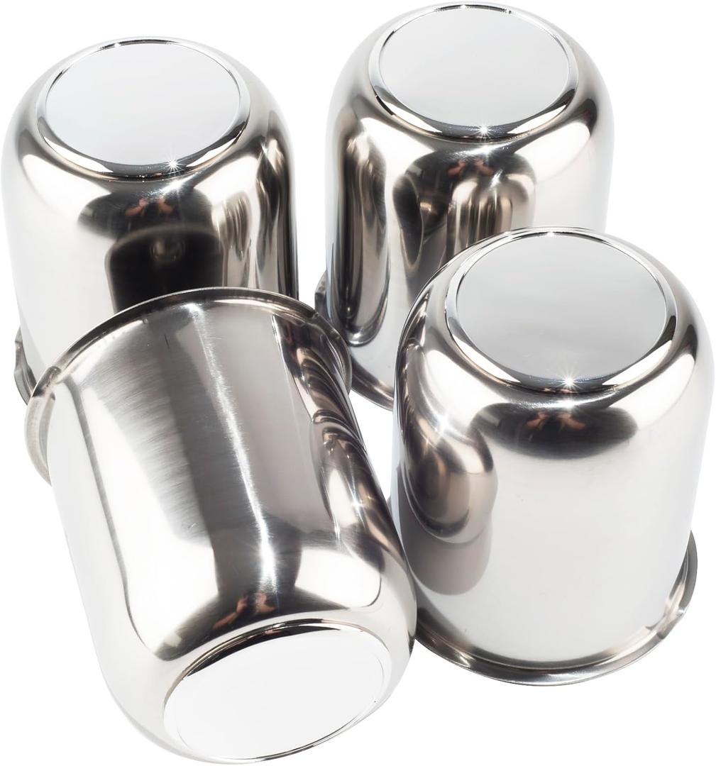 4Pcs 3.19" Push Through Wheel Center Caps Stainless Trailer Hub Cap for Truck SUV RV Wheel Rim (Fit 3.19" Bore 3.62" H Chrome)
