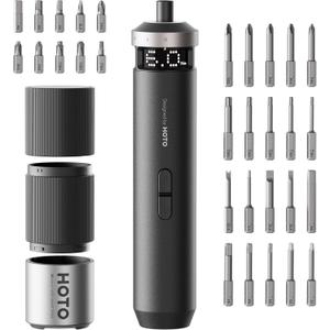 HOTO PixelDrive Electric Screwdriver, Smart Display, 6 Torque Settings, 0.5 to 6 Nm, 1/4'' Hex 30 Bits, LED Light, 2000 mAh Rechargeable Cordless Screwdriver Set for Electronics, Gadgets for Men