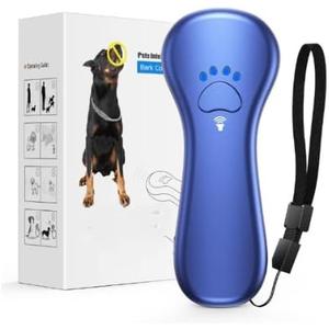 Ultrasonic Dog Bark Control Device, 2-in-1 Anti-Barking Trainer with 16.4 Ft Range, Dog Bark Deterrent Rechargeable, Blue