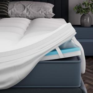 4 Inch Memory Foam Mattress Topper Full, 2" Cooling Gel Memory Foam + 2" Plush Pillow Top Mattress Pad, 2-in-1 Dual Layer Design, Medium-Firm, Pressure Relief Back Pain Support