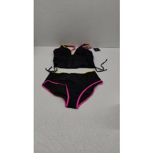 ZAFUL Women's Swimsuits High Waisted Bikini Sets Tummy Control Neon Swimwear Bathing Suit, L