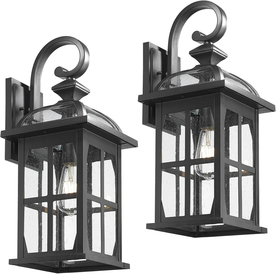 Darkaway 2pcs Large Outdoor Wall Light, 22inch Exterior Light Fixture with Seeded Glass, Aluminum Outside Lights Sconces Exterior Lighting for House Porch Patio Doorway