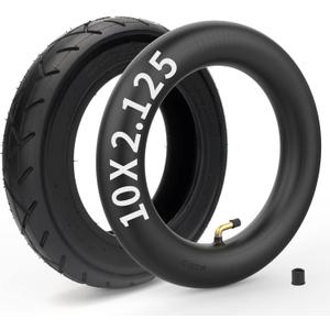10x2.125 Tire and Inner Tube with 0 Valve Stem Compatible with Self Balancing Scooter, Smart Electric Bike, Bicycle, Tricycle, Stroller Replacement Wheels for 10-inch Tires with 6-inch Rims