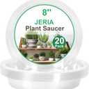 JERIA 8 Inch 20 Pack Clear Plant Saucers,Plastic Flower Pot Trays,Round Durable Plant Drip Trays for Indoor and Outdoor