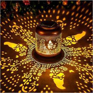 Gnomes Solar Lanterns Outdoor Waterproof Hanging Solar Lights Gnomes Gifts for Women Men Mom Metal Decorative LED Outdoor Lanterns for Patio, Lawn, Landscape, Garden Decor, Yard Decorations