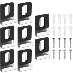uxcell 8Pcs Metal Mirror Holder Clips, Mirror Hangers Hardware Kit with Screws & Rubber Pads Large Size for Wall Mounting Frameless Mirrors, Wall Tile, Billboards Display, Silver