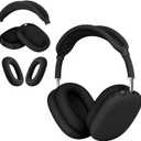 3 in 1 Silicone Case Cover for AirPods Max 2/ AirPods Max Headphones, Anti-Scratch Ear Pad/Ear Cups/Headband for AirPod Max, Accessories Silicone Protector for Apple AirPods Max (Black)