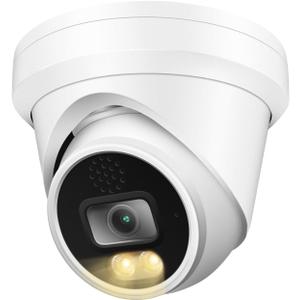 Hikvision/Uniview Compatible HD 4K 8MP SonyStarvis Sensor IP Camera Color vu PoE Turret Dome with Microphone, 24/7 Full Time Color at Night, Weatherproof IP67 Indoor Outdoor Wide Angle 2.8mm