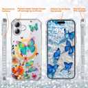 PIXIU Case for iPhone 16 Compatible with Magsafe, Laser Glossy Pattern,Cute Curly Wave Clear TPU Bumper Military Grade Drop tection Phone Cover for Women/Girls -Butterfly/Floral