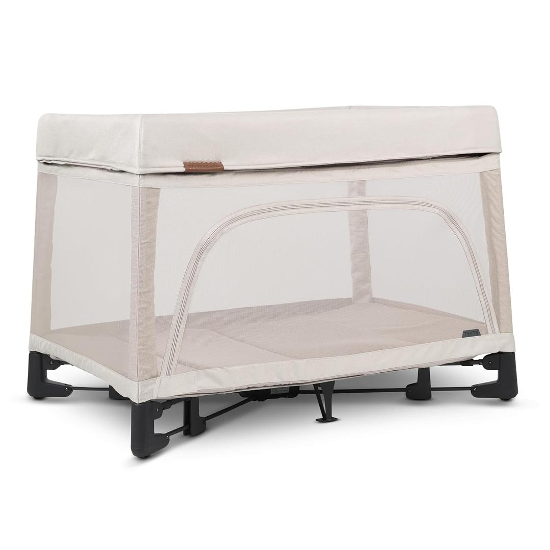 UPPAbaby Remi Playard | Deluxe 3-in-1 Portable Playard, Bedside Bassinet + Travel Crib| Mesh Bassinet, Mattress, Organic Cotton Mattress Cover + Storage Bag Included | Charlie (Sand Mlange)