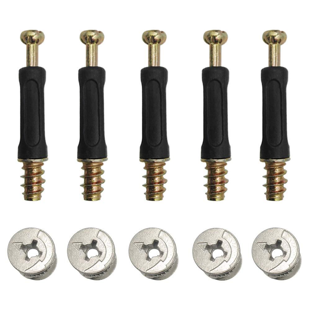 Wolfride 50 Sets Cam Lock Nuts and Cam Screws Furniture Connecting Cam Fitting with Dowel