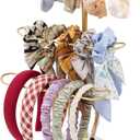 MoyRetty 3-Tier Headband Holder Organizer, Jewelry Metal Hair Hoop Display Stand Headband Organizer Storage Hair Ropes Accessories Bracelets Bangles Bedroom College Dorm Decor-Gold