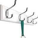4 Silver Hooks Wood Coat Rack Wall Mount, 17.3, Heavy Duty Hooks for Hanging Clothes,Hat,Backpack etc, Great Modern Wall Decoration for Entryway Hallway Mudroom Farmhouse,White