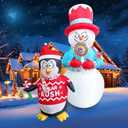 6FT Inflatable Christmas Snowman Decorations Blow Up Penguin Lollipop Outdoor Xmas Decor Inflate Cute Santa with LED Light for Indoor Outside Yard Garden Lawn Porch Patio Holiday Party