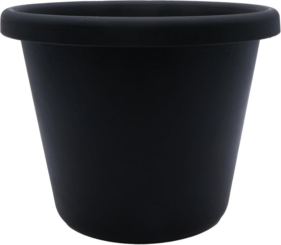 The HC Companies Classic Round Plastic Plant Pot w/Rolled Rim - Lightweight & UV Resistant Flower Pot for Herbs & More - Outdoor & Indoor Plant Pots w/Drainage (8.5 inch Black, Pack of 1)