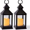 Vintage Lantern Decorative LED Flickering Flameless Candle with Timer, Battery Powered LED Decorative Hanging Lanterns for Indoor Outdoor Garden Yard Home Decor(2 Pack)