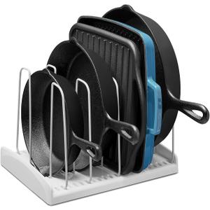YouCopia StoreMore Cookware Rack with Tall Steel Wires, Adjustable Pan and Lid Organizer for Kitchen Cabinet Storage, Classic Edition