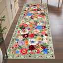Rug for Hallways Green Kitchen Rug 2x6, Non Slip Washable Rugs with Rubber Backing Soft Floral Carpet Runner for Hallways, Kitchen, Laundry, Bedroom, Bathroom (2 x 6, Green Garden)