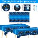 Video Game Party Supplies Tableware Set for 24 Guests Gaming Party Birthday Plates Blue Gamer Party Decorations Includes Plates, Napkins, Tablecloths