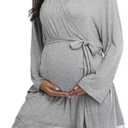 Maternity Robes for Women - Hospital Labor Delivery Robes - Pregnancy Nursing Sleepwear (X-Large, Light Grey)