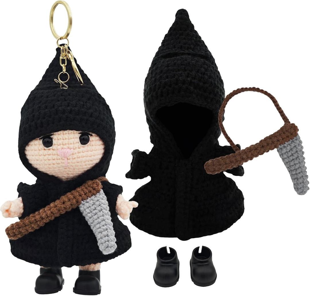 Doll Clothes Set for Halloween 15-17cm (No Doll) B (Crochet Grim Reaper Set)