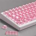 dagaladoo Pink Clear Keyboard keycaps,Transparent keycaps 60 75 100 Percent,Ceramic Jelly Key caps Set,Shine Through Crystal caps,MDA Profile Key caps for Mechanical Keyboard(115key)