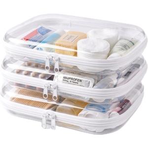3PCS Clear Hard Shell Zipper Case, Transparent Hard Plastic Zipper Pouches for Travel Organization, Waterproof Toiletry Makeup Bags Cosmetic Pouches, Pencil Organizer Box Toys Storage (L: 11.8*9.8*2)